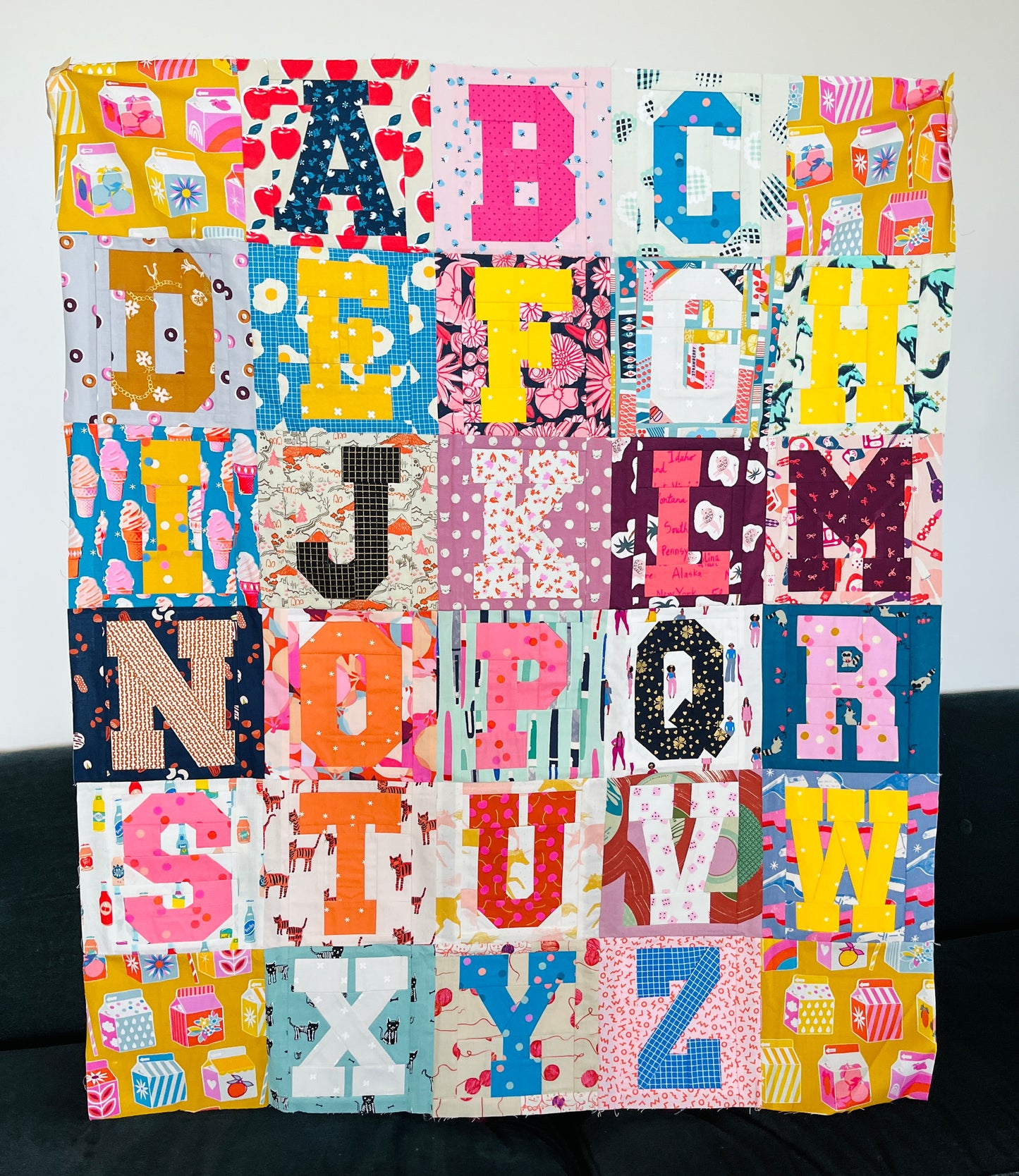 Varsity Letters Alphabet Quilt Block Pattern - Paper Piecing - PDF