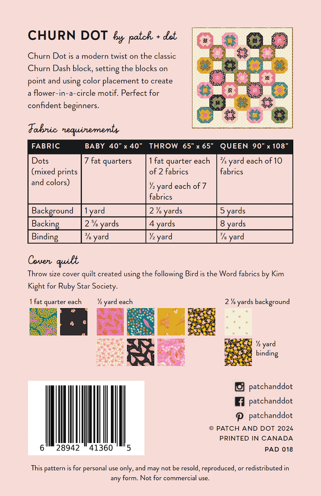 Quilt Pattern Bundle - Churn Dot and Sugarcubes PDF
