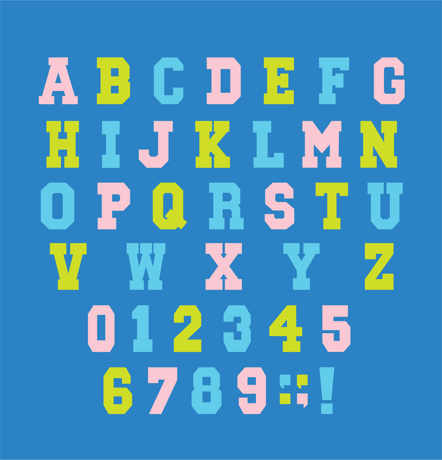 Varsity Letters Alphabet Quilt Block Pattern - Paper Piecing - PDF