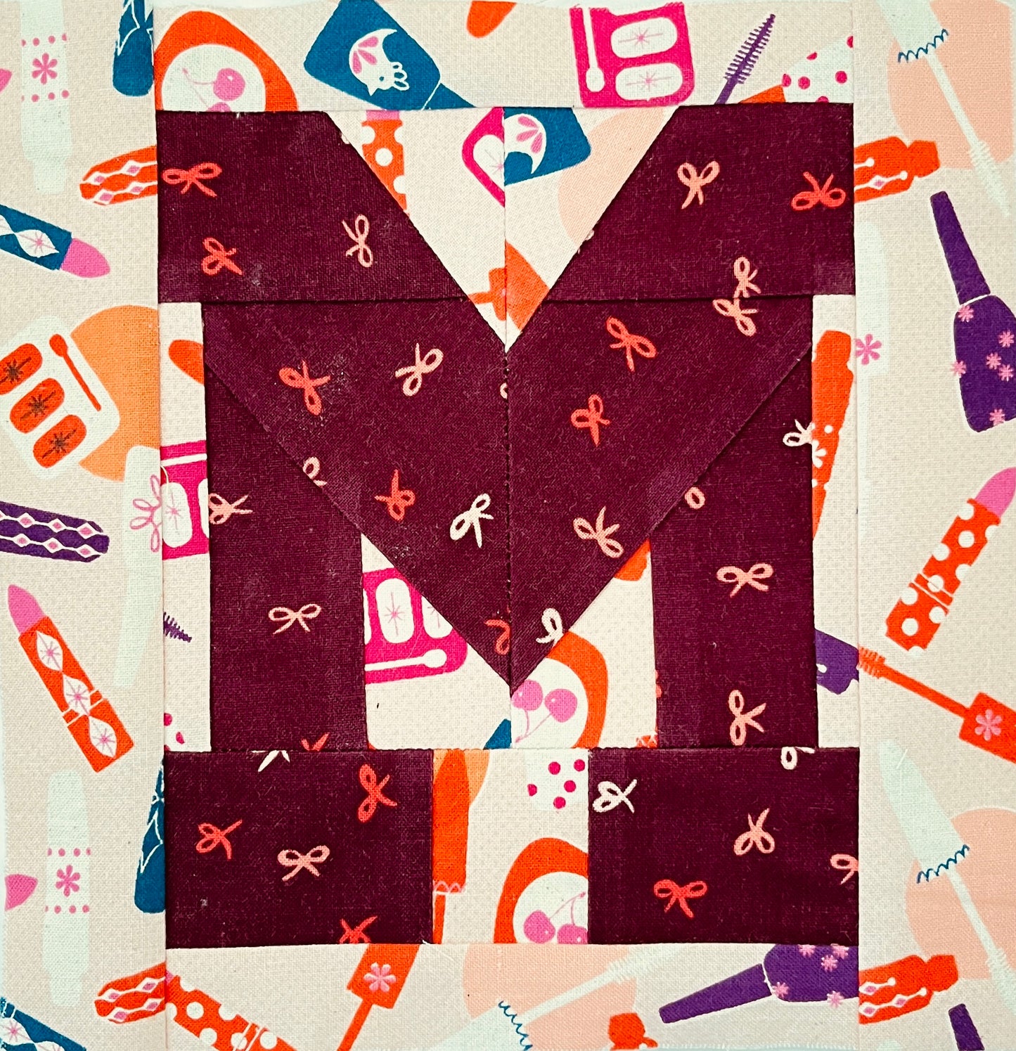 Varsity Letters Alphabet Quilt Block Pattern - Paper Piecing - PDF
