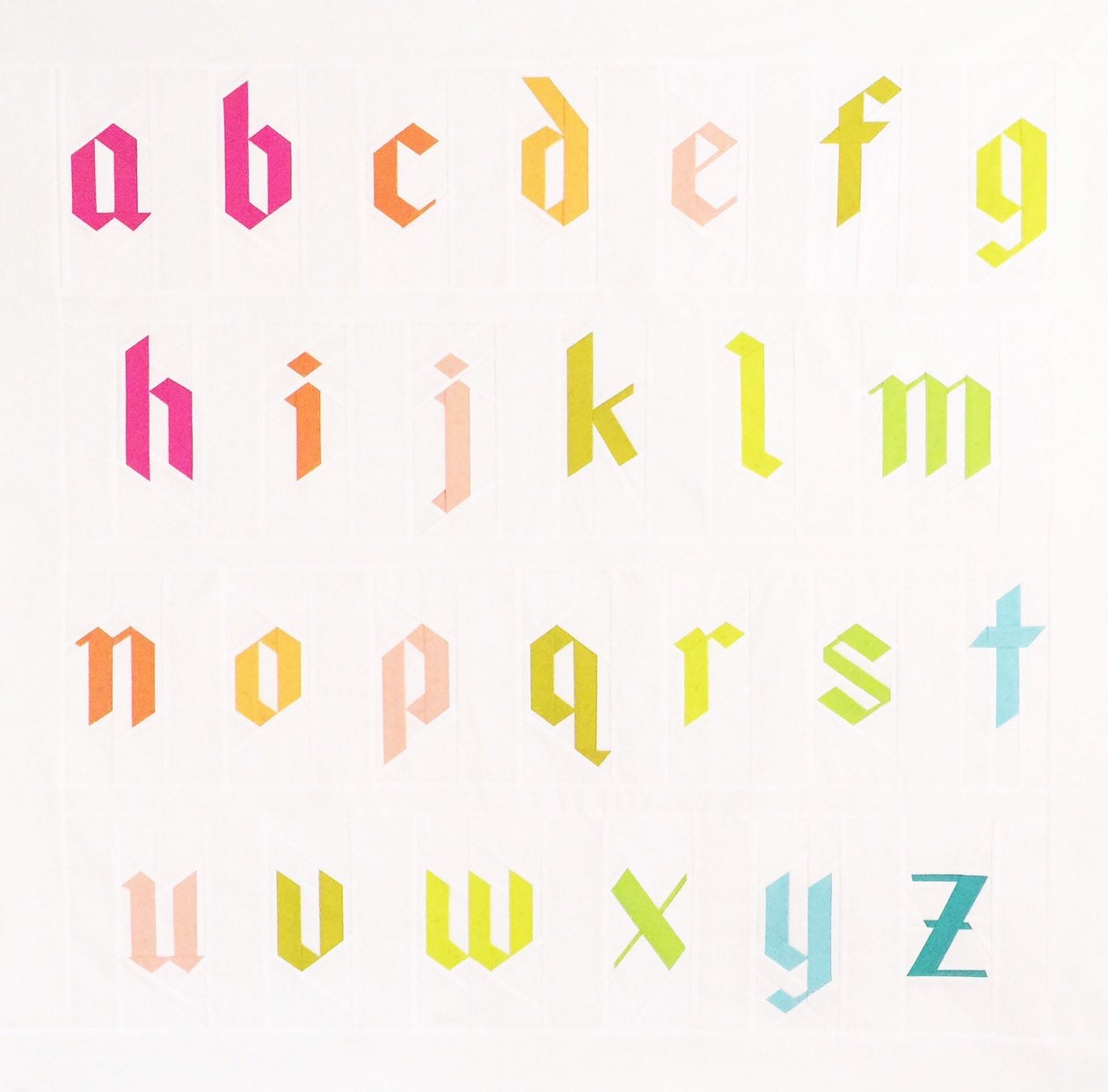 Blackletter Lowercase Alphabet Quilt Pattern - PDF