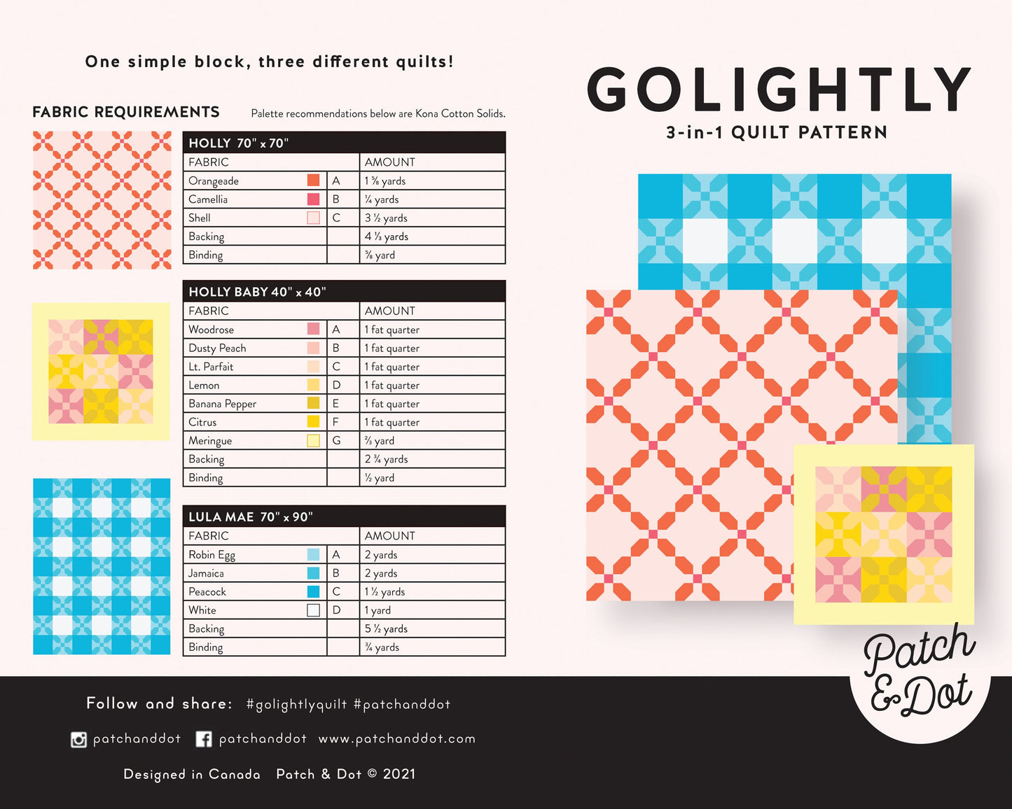 Modern Irish Chain Quilt Pattern - Golightly - PDF