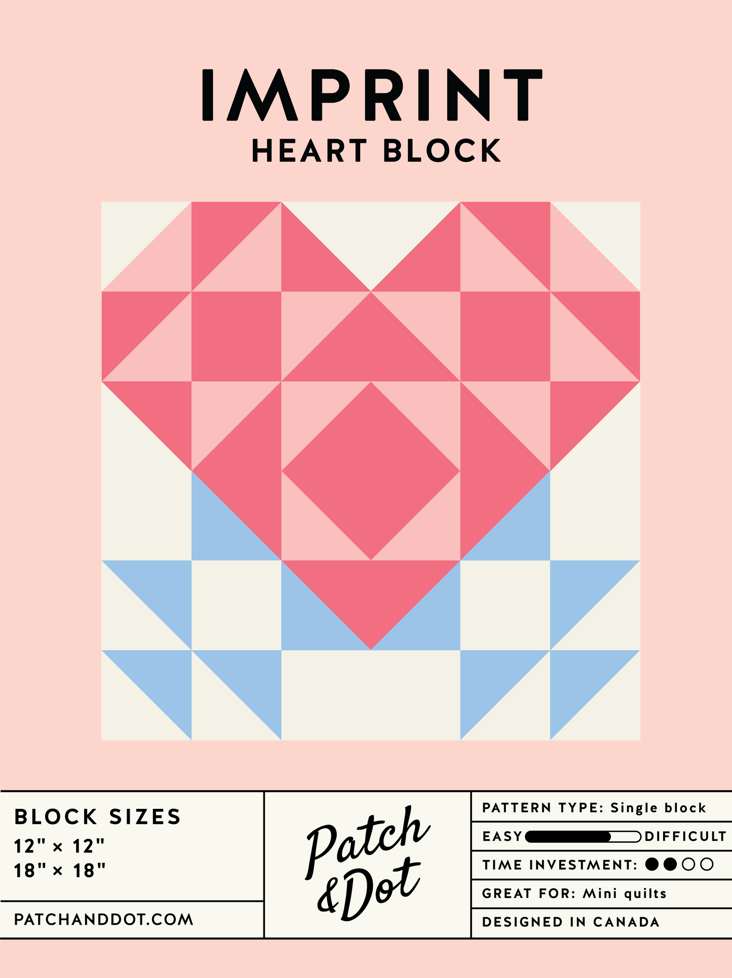 Heart Quilt Block Pattern - Imprint - PDF