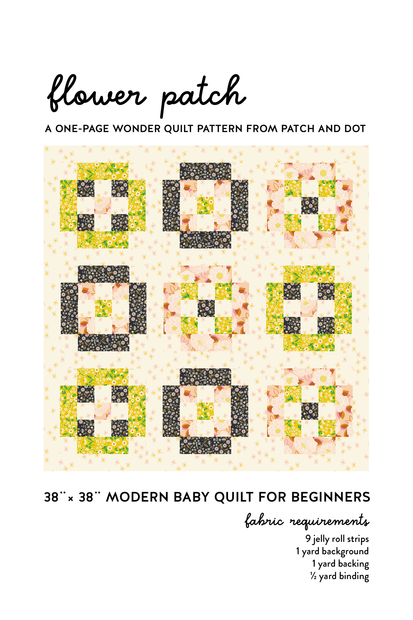 Flower Patch Modern Baby Quilt Pattern - PDF