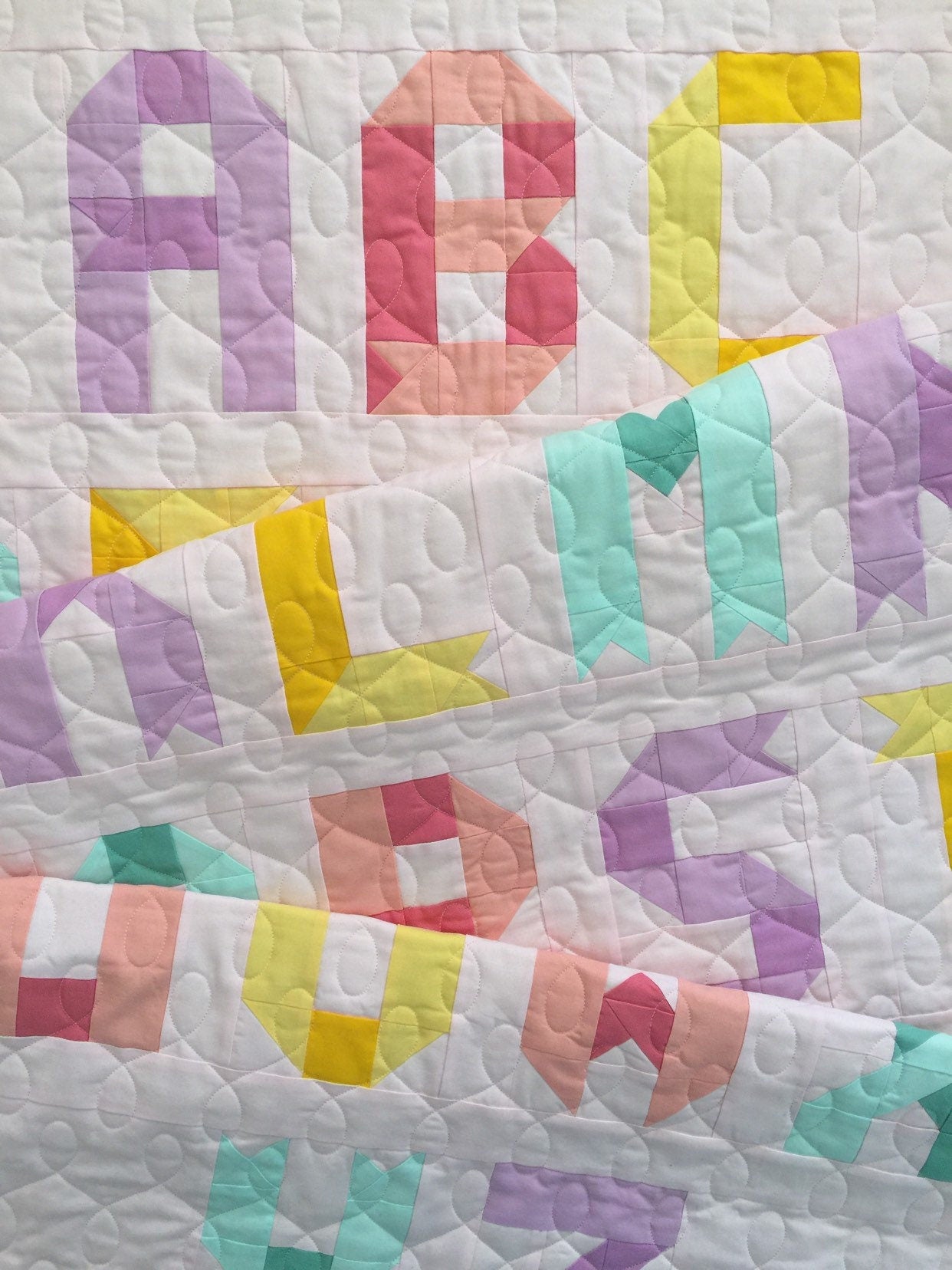 Ribbon Letters Alphabet Quilt Pattern - PDF