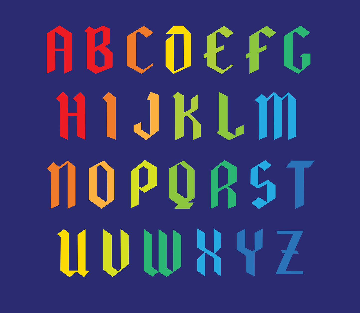 Blackletter Uppercase FPP Alphabet Quilt Pattern - PDF