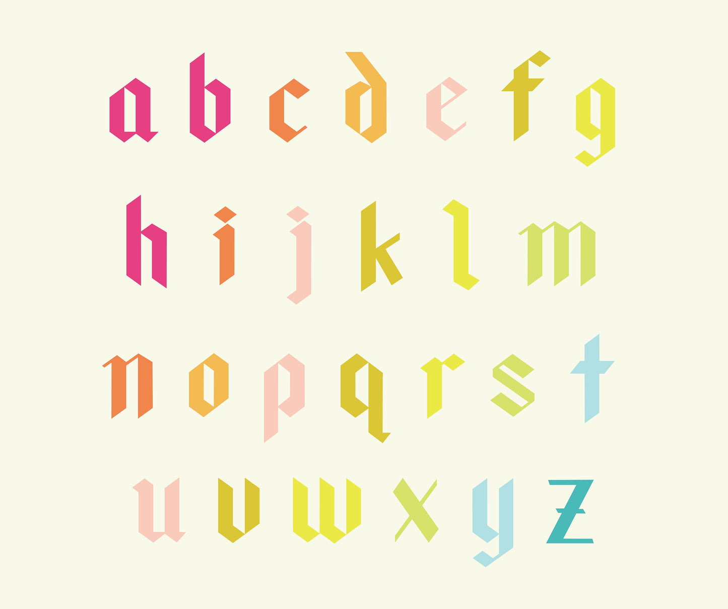 Blackletter Lowercase Alphabet Quilt Pattern - PDF