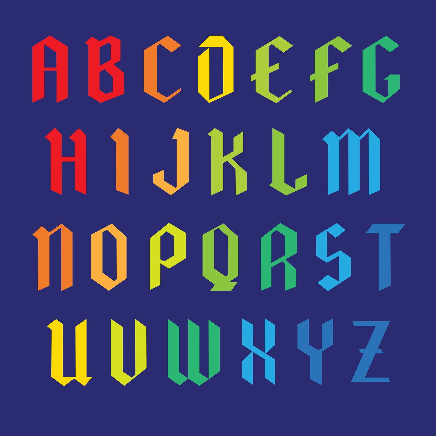 Blackletter Uppercase Alphabet Quilt Pattern - PDF